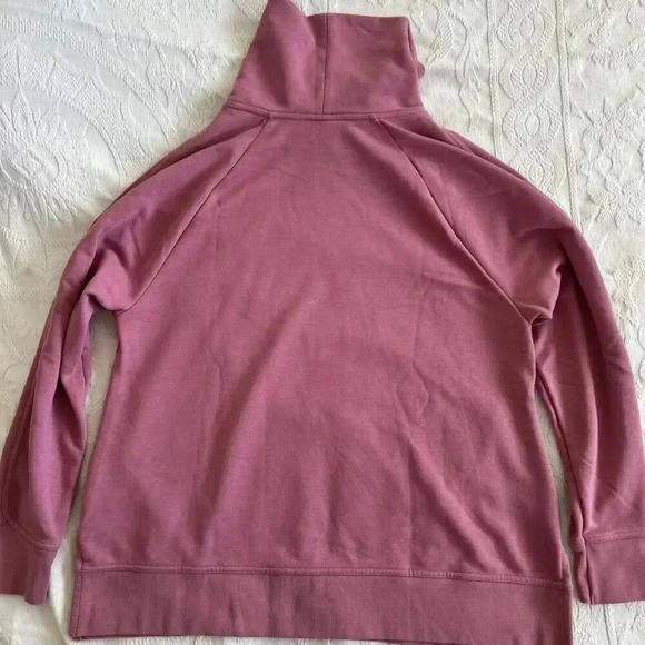 Nike Rose Pink Funnel Neck Turtleneck Tunic Sweatshirt Pockets Logo Women’s Sz L - Picture 15 of 15